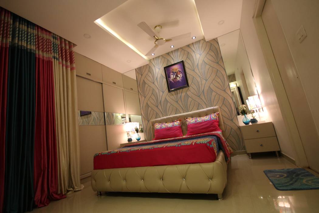 Master Bedroom - Fully Furnished Concept - Warm White light Ambience Enrich Interiors & Decors Small bedroom