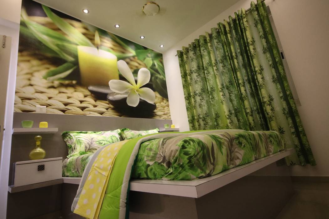 Guest Bedroom - Warm Light - Tropical Theme Enrich Interiors & Decors Small bedroom