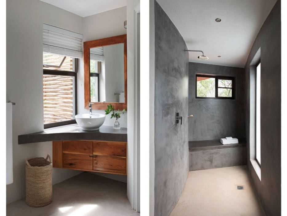 Bathrooms Metaphor Design Rustic style hotels Concrete Grey