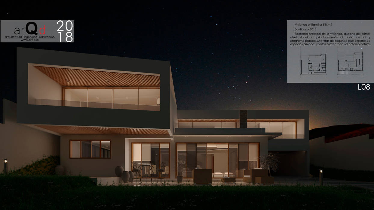 Diseño casa Santiago, ARQD spa ARQD spa Single family home Reinforced concrete