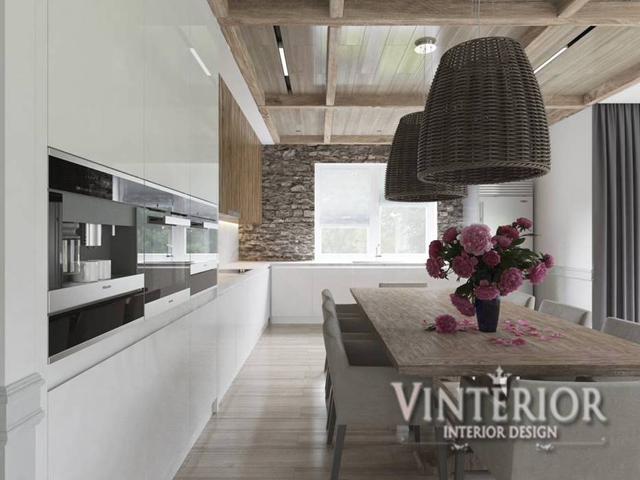 House in a modern style with elements of country, Bobritsa, Vinterior - дизайн интерьера Vinterior - дизайн интерьера ครัวสำเร็จรูป