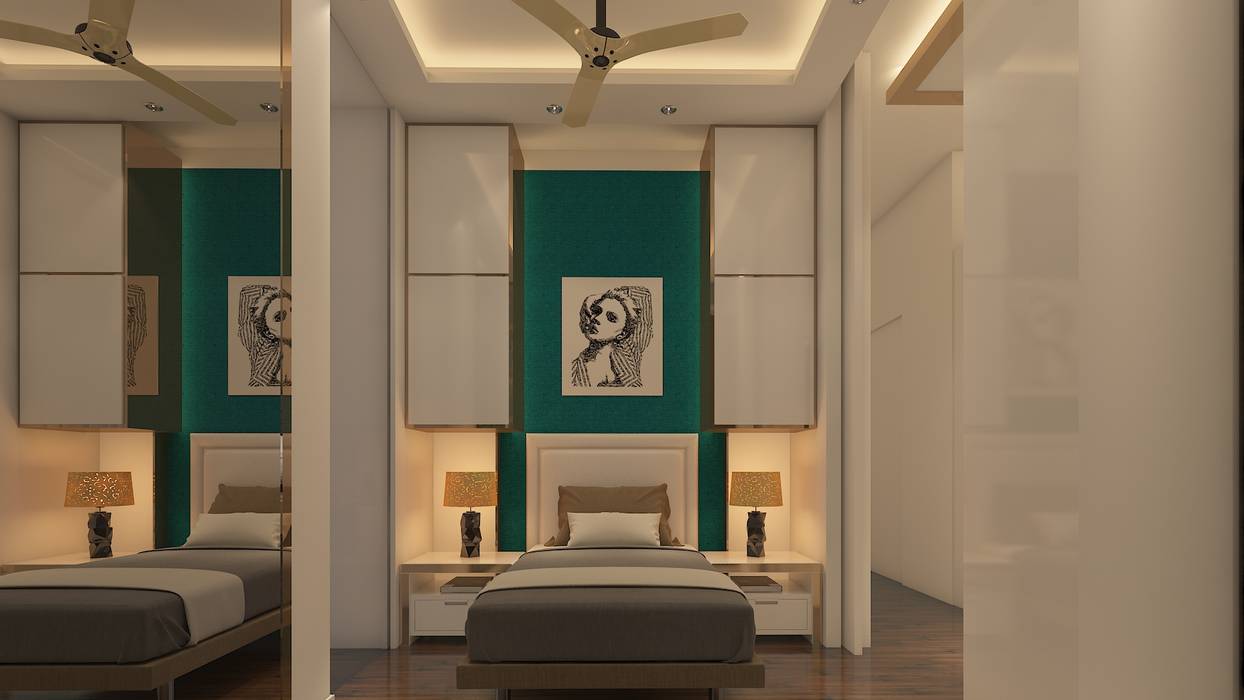 Lavish Bedroom Design, Mumbai, Sagar Shah Architects Sagar Shah Architects Dormitorios pequeños Madera Acabado en madera