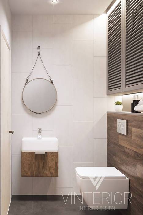 Modern combination of minimalism for young couple, Vinterior - дизайн интерьера Vinterior - дизайн интерьера Minimalistische Badezimmer bathroom