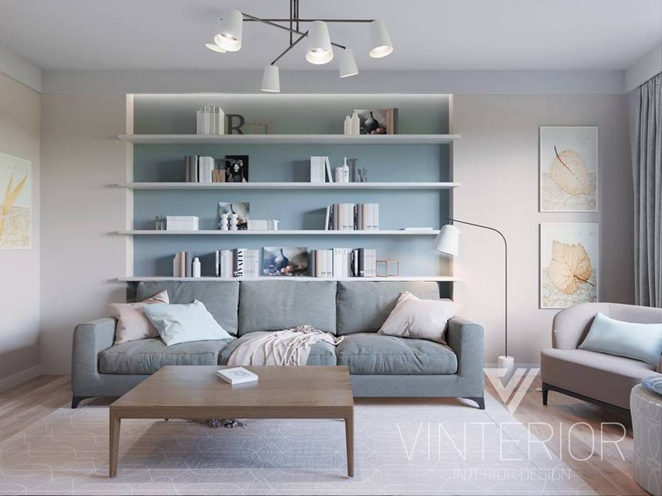 Modern combination of minimalism for young couple, Vinterior - дизайн интерьера Vinterior - дизайн интерьера Phòng khách phong cách tối giản living room