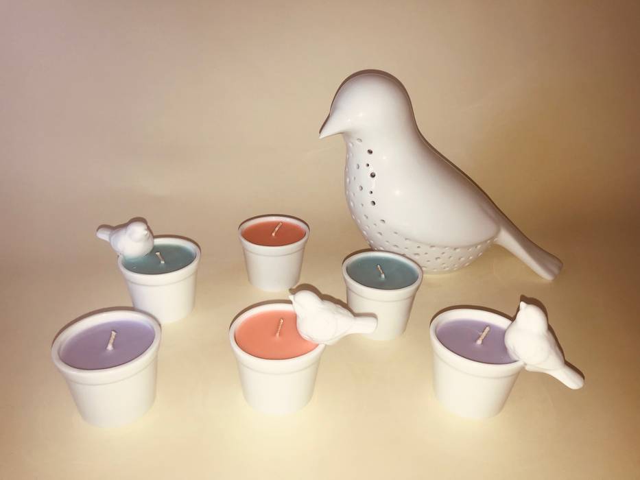 Peças decorativas - pássaros com vela CRIVART Casas de banho ecléticas Porcelana Decoração
