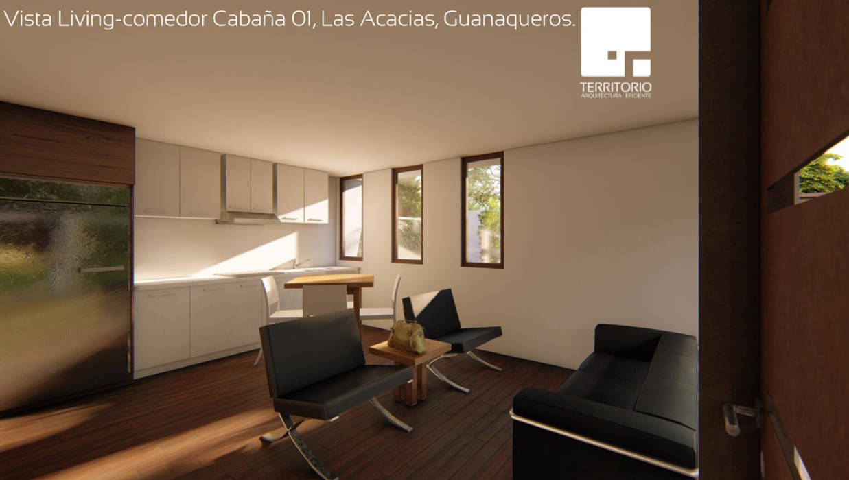 Cabaña 01 - Living Comedor Territorio Arquitectura y Construccion - La Serena Salones de estilo moderno