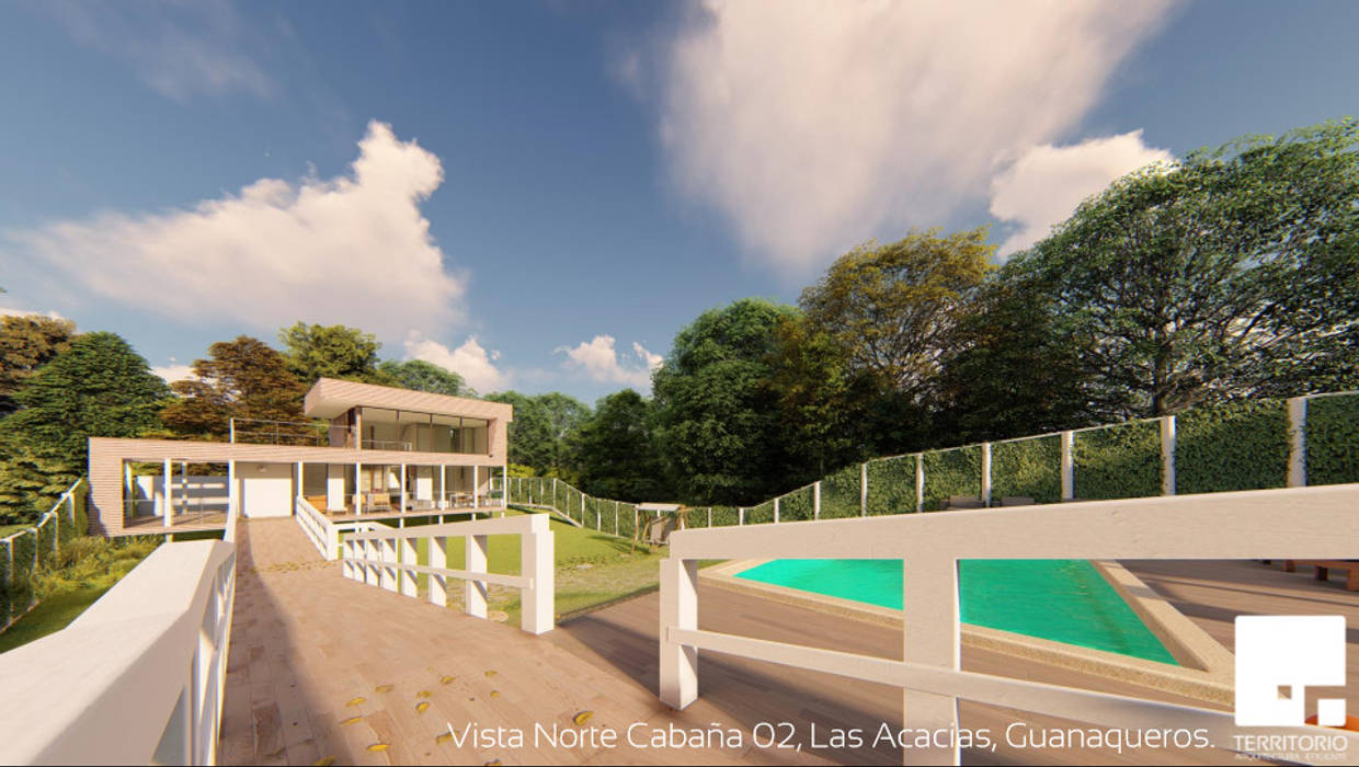 Vista Norte de la Cabaña 02 Territorio Arquitectura y Construccion - La Serena Piscinas de estilo moderno