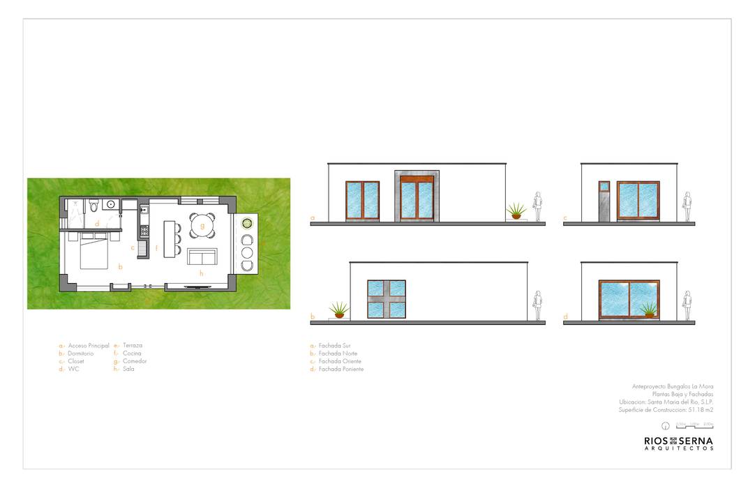 Anteproyecto - Bungalos La Mora, Rios Serna Arquitectos Rios Serna Arquitectos Bungalows