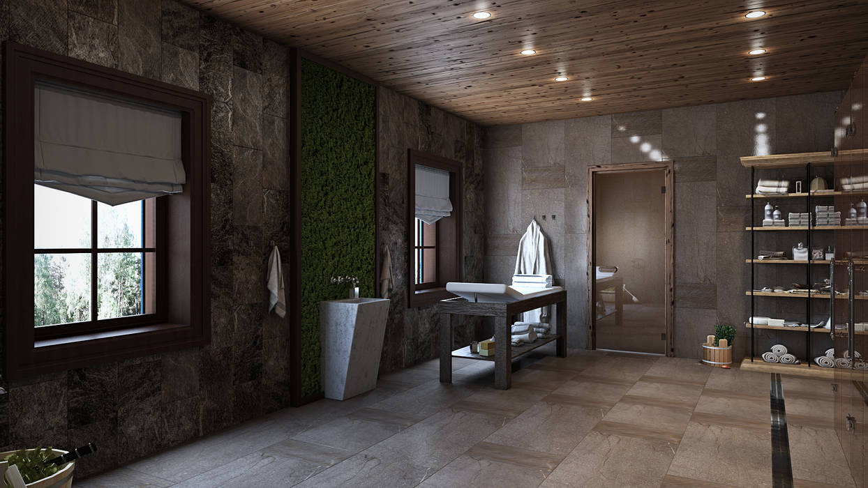 Bathhouse, mlynchyk interiors mlynchyk interiors Коммерческие помещения Дерево Эффект древесины Гостиницы