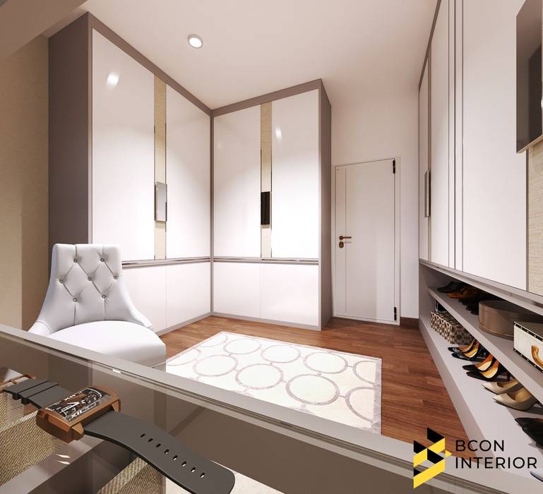 ผลงานการออกแบบบ้านพักอาศัย 2 ชั้น, Bcon Interior Bcon Interior Closets de estilo moderno Clósets y cómodas