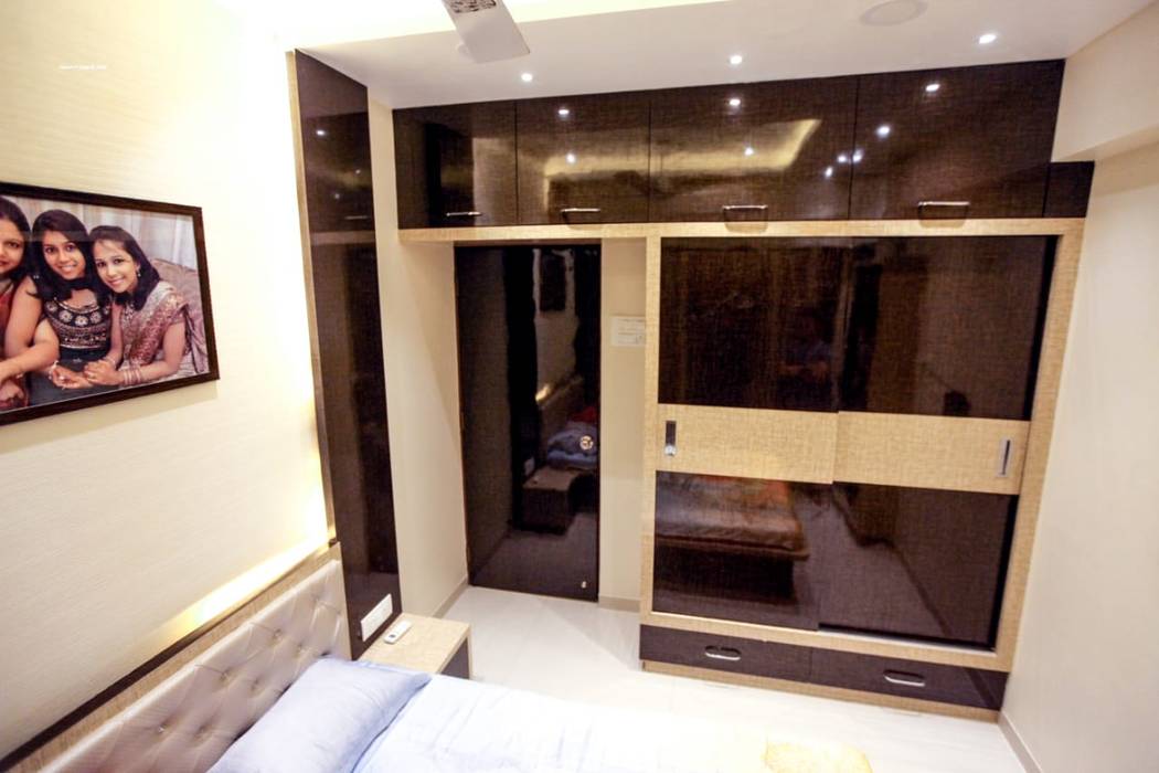 2 BHK home in Thakurli, Mumbai , Square 4 Design & Build Square 4 Design & Build Phòng ngủ nhỏ