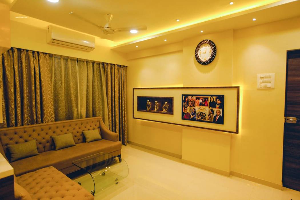 2 BHK home in Thakurli, Mumbai , Square 4 Design & Build Square 4 Design & Build Nowoczesny salon