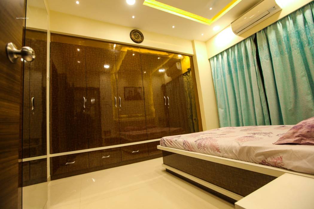 2 BHK home in Thakurli, Mumbai , Square 4 Design & Build Square 4 Design & Build Quartos modernos