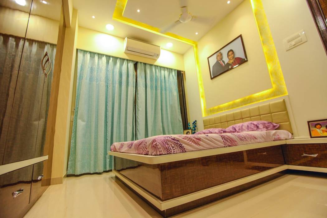 2 BHK home in Thakurli, Mumbai , Square 4 Design & Build Square 4 Design & Build Phòng ngủ phong cách hiện đại