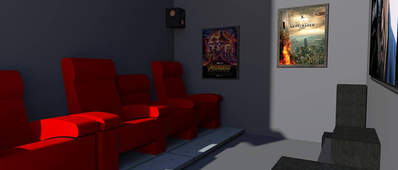 Plano en 3D Teatro en casa Hogares Inteligentes Aparatos electrónicos