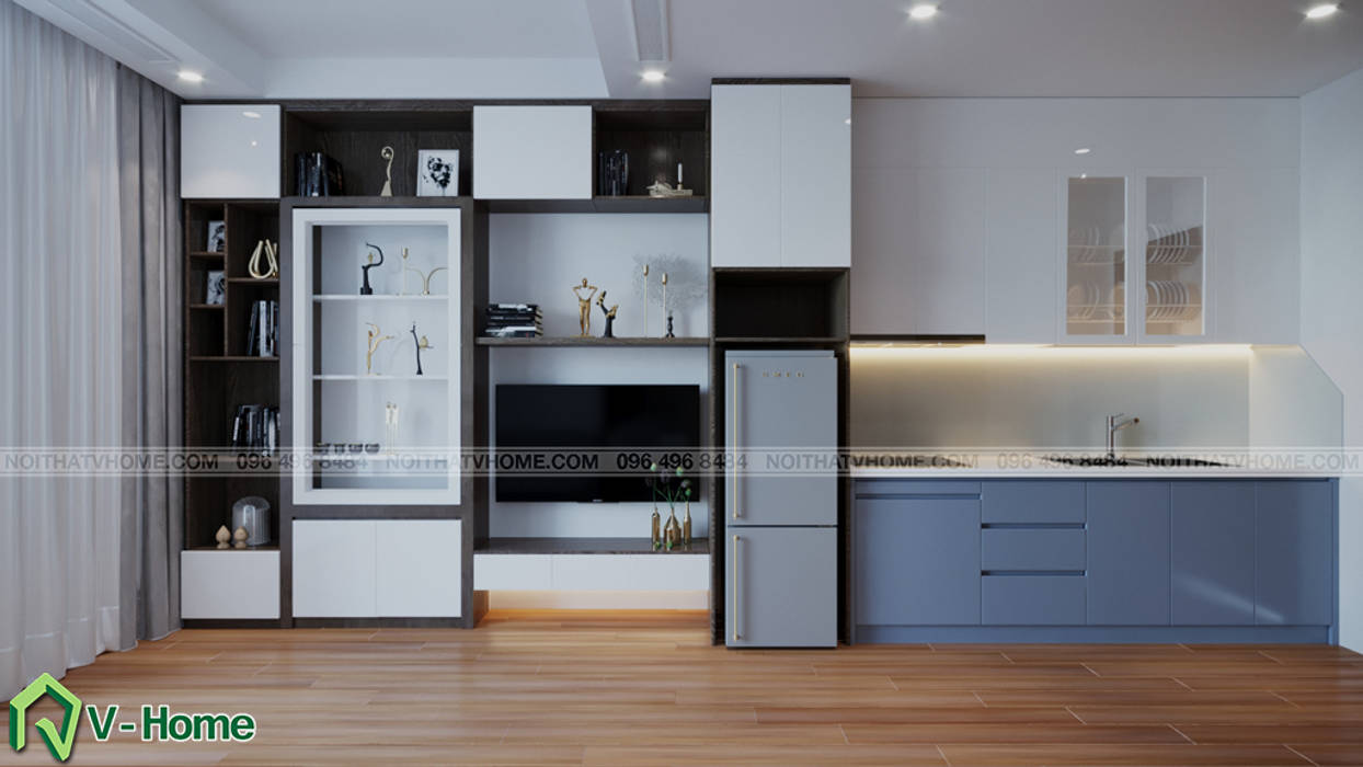 Thiết kế nội thất căn hộ chung cư Green Bay, Mễ Trì – Mr.Linh, Công ty CP tư vấn thiết kế và xây dựng V-Home Công ty CP tư vấn thiết kế và xây dựng V-Home Modern Living Room Accessories & decoration