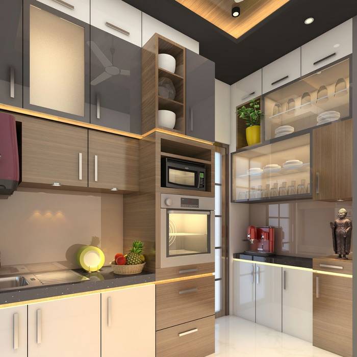 3BHK home design at Lodha in Thane, Mumbai , Square 4 Design & Build Square 4 Design & Build Dapur Modern