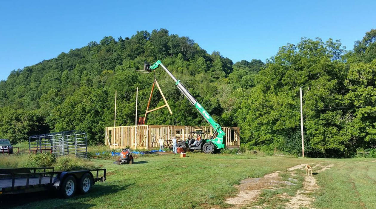 Timber frame home in Grant, California. Structural design, S3DA Design S3DA Design Rumah Klasik