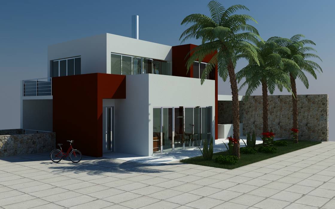 Voorgevel MEF Architect Villa Glas Wit woonwijk,villa,modern,minimalistisch,glas,openhaard,terras