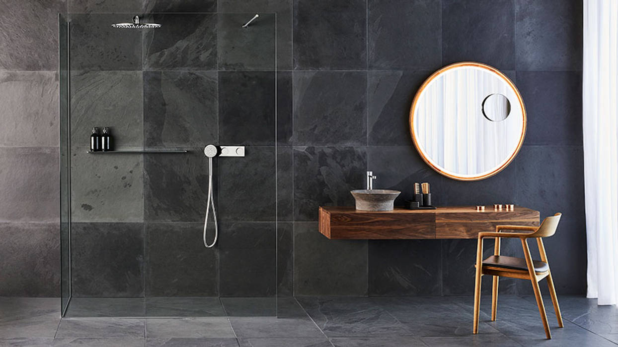 African Grey slate tiles. Persian Tile has this amazing grey Slate product with a beautiful Natural finish., Persian Tiles Persian Tiles Casas de banho modernas Azulejo