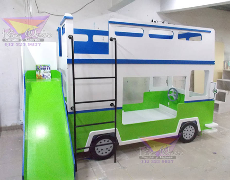 Divertida litera de Camión Kids World- Recamaras, literas y muebles para niños Dormitorios infantiles clásicos Derivados de madera Transparente Camas y cunas