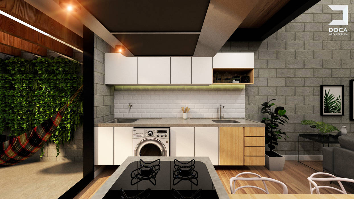 loft BD, 60m², bauru-sp, DOCA arquitetura DOCA arquitetura Small kitchens