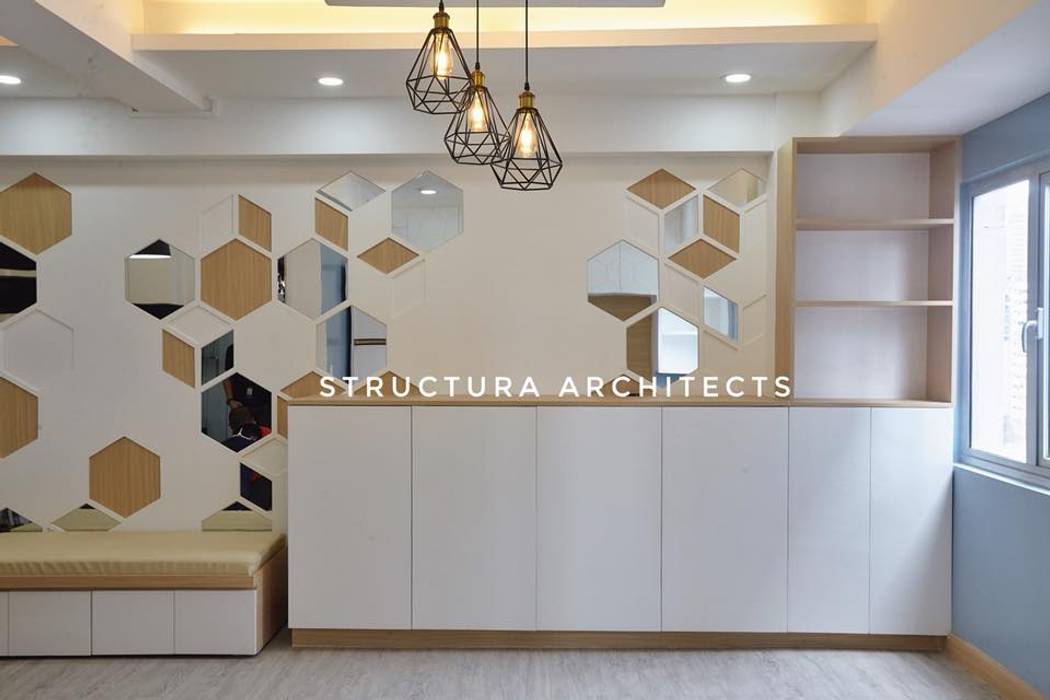 Low Storage Cabinet and Accent Wall Structura Architects Living room