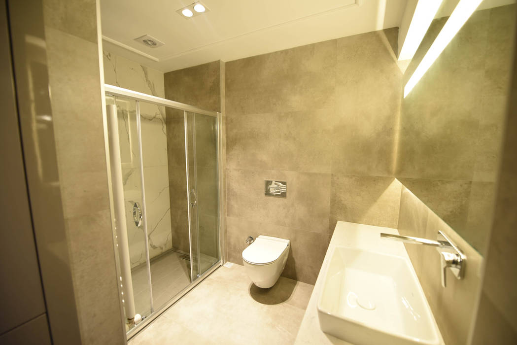 Banyo Orby İnşaat Mimarlık Modern Banyo Seramik banyo zemini,banyo lavabosu,banyo ışıklandırması