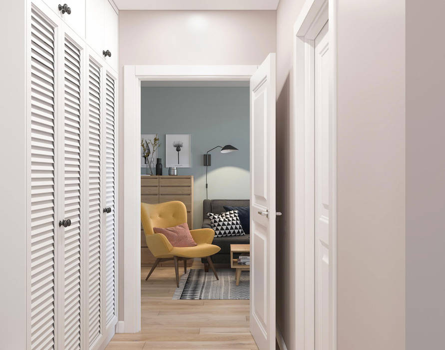 Дизайн интерьера квартиры в Новокосино, OM DESIGN OM DESIGN Scandinavian style corridor, hallway& stairs