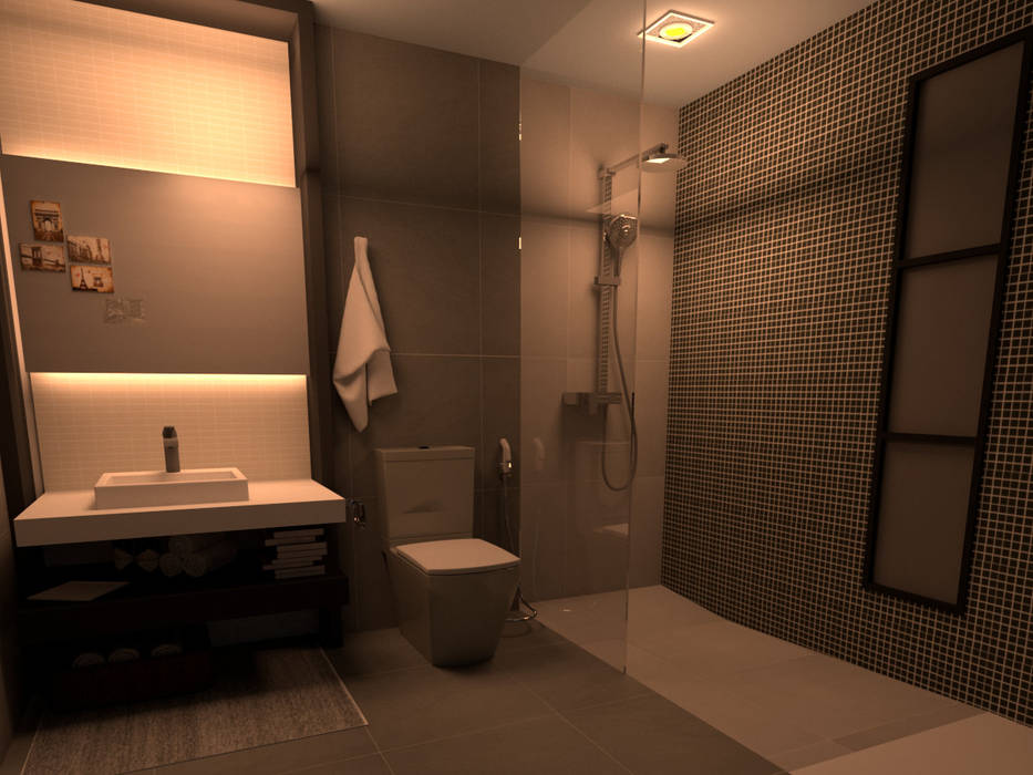 Diseño de baño de servicio tad arquitectos baños minimalistas azulejos