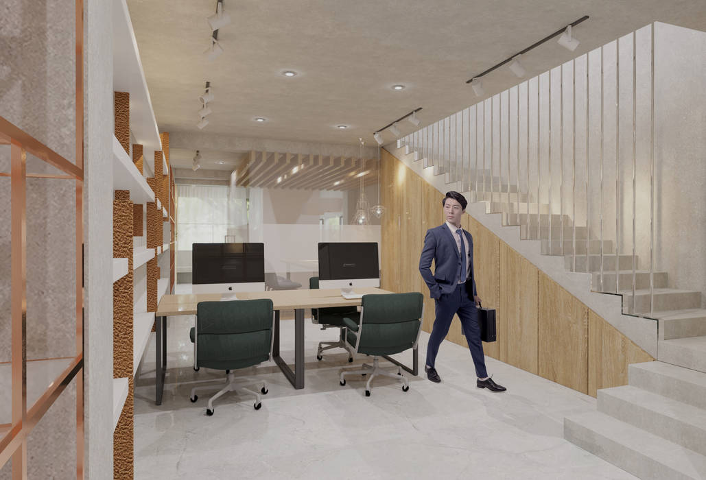 Staff Area- 1st Floor TIES Design & Build Ruang Studi/Kantor Gaya Industrial