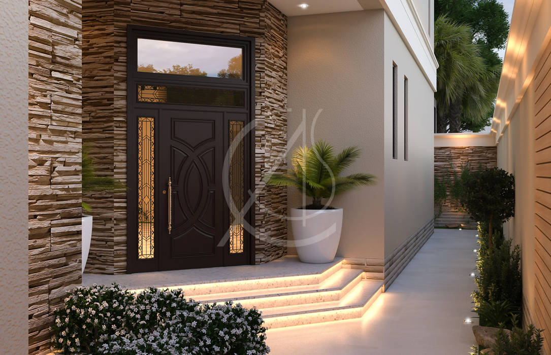 homify Front doors modern house,classic house,modern villa,main entrance,entry,stone cladding,pathway