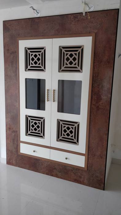 Pooja room door design Design DNA Hyderabad Modern style doors Wood,Door,Fixture,Rectangle,Art,Font,Home door,Natural material,Hardwood,Pattern