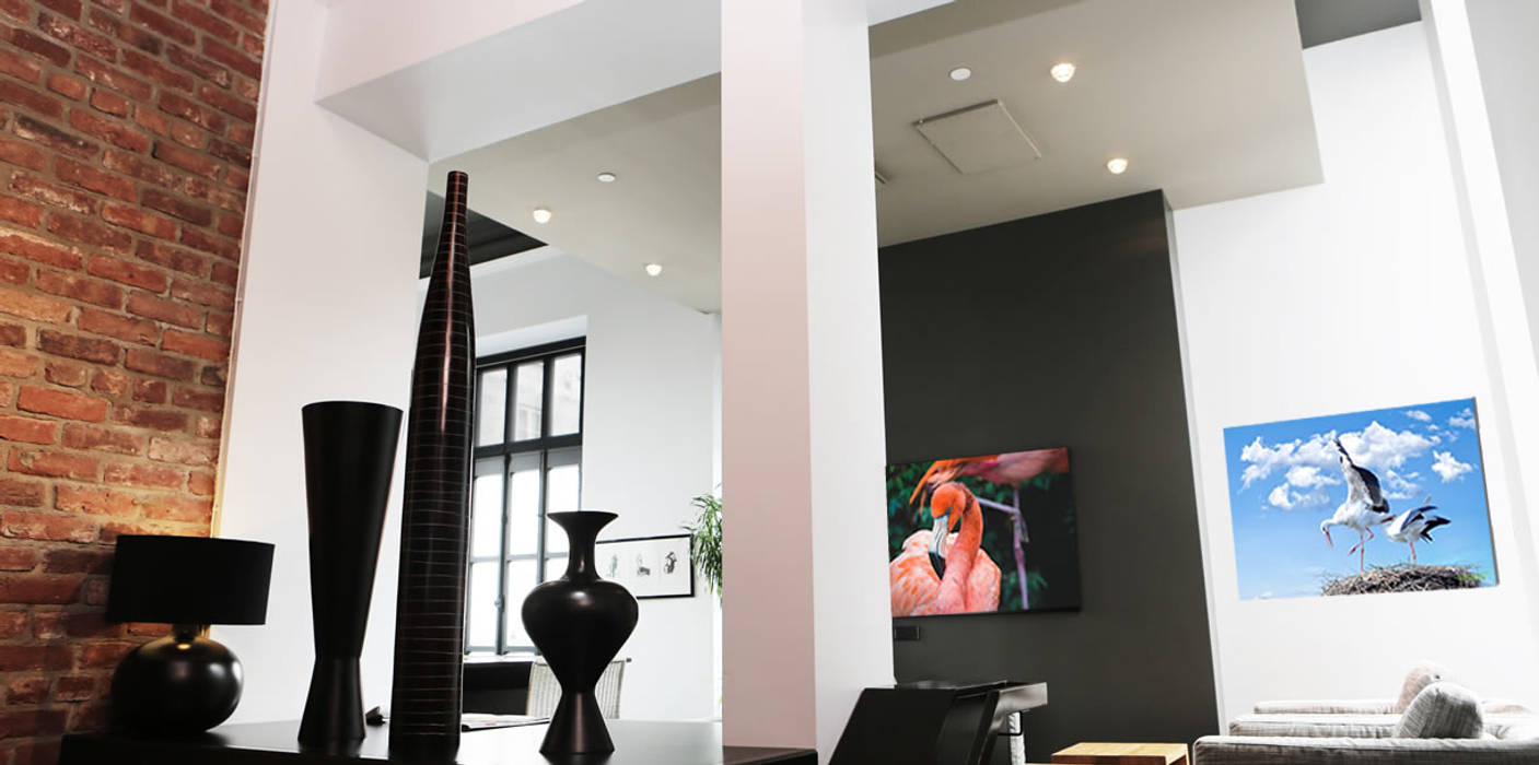 woonkamer verwarming, Heat Art - infrarood verwarming Heat Art - infrarood verwarming Nowoczesny salon Szkło
