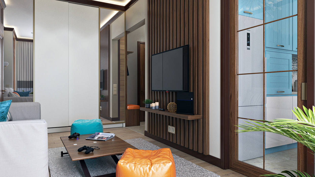 Интерьер квартиры 55,05 кв.м. "Пейзаж" в современном стиле, Zibellino.Design Zibellino.Design Living room