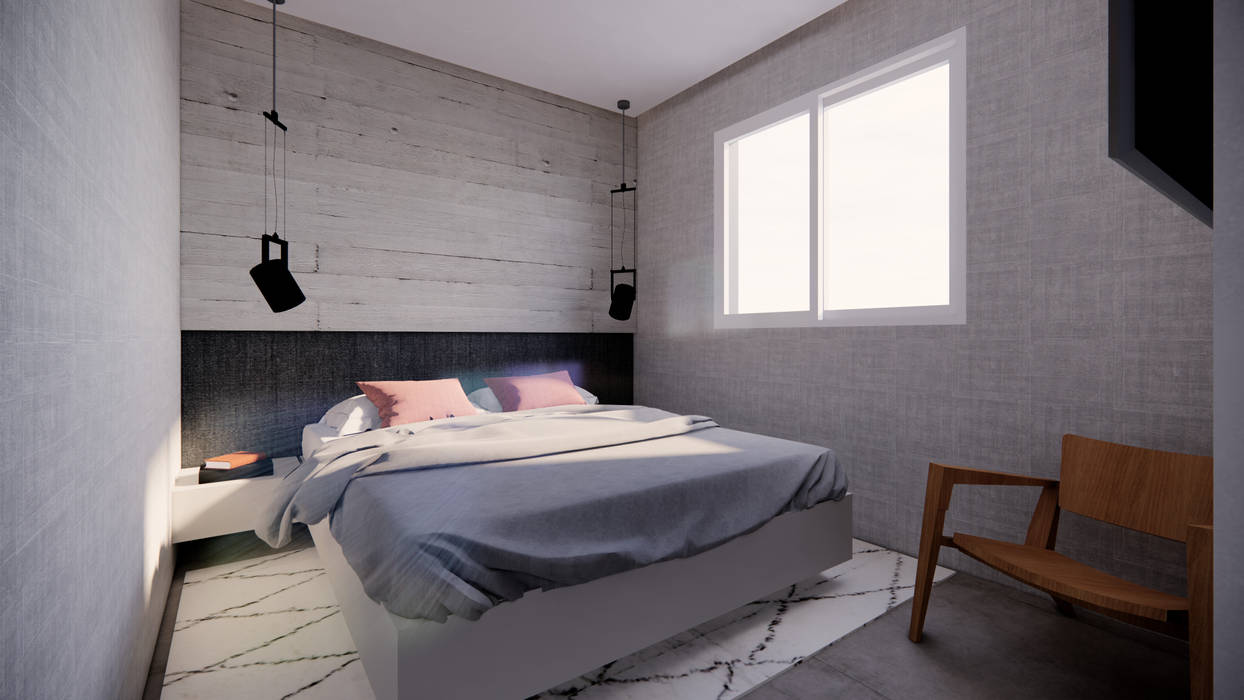 Apartamento 254, Saulo Magno Arquiteto Saulo Magno Arquiteto Minimalist bedroom Concrete