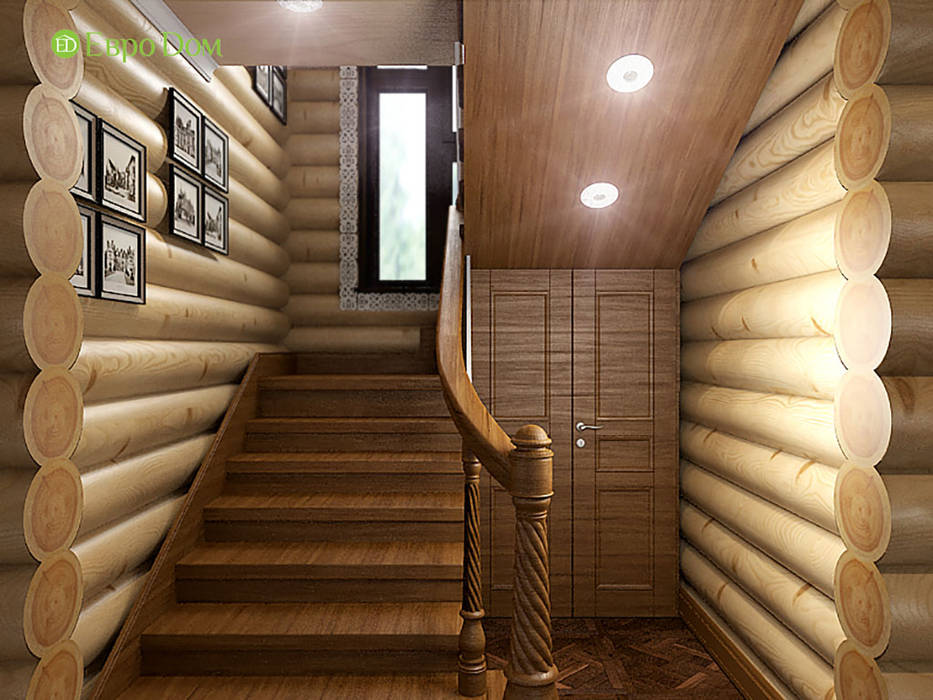 Дизайн интерьера деревянного дома 190 кв. м в стиле русский терем, ЕвроДом ЕвроДом Escaleras