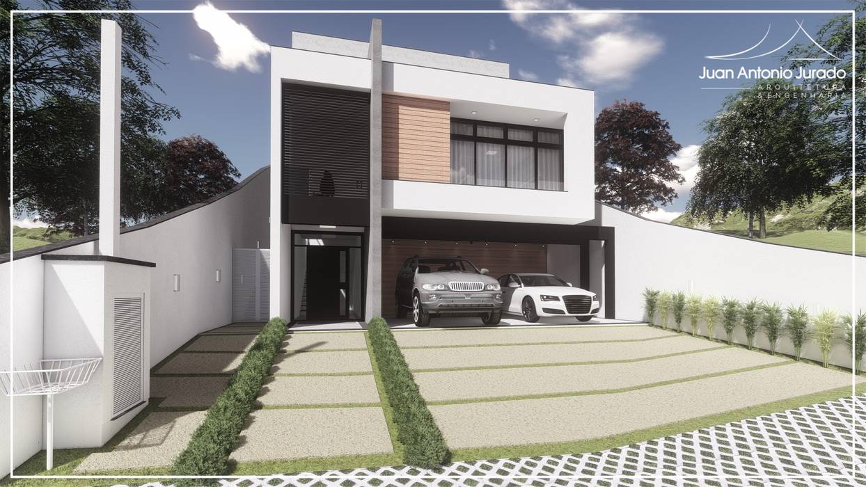 Projeto Residencial em linhas retas., Juan Jurado Arquitetura & Engenharia Juan Jurado Arquitetura & Engenharia Terrace house Concrete