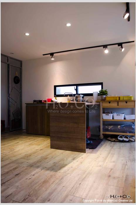 客廳開放式廚房 光合作用設計有限公司 现代客厅設計點子、靈感 & 圖片 木頭 Wood effect