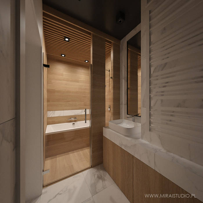 KRAKÓW, KAZIMIERZ, HARMONICA HOUSE - MIESZKANIE NA WYNAJEM KRÓTKOTERMINOWY, MIRAI STUDIO MIRAI STUDIO Modern style bathrooms Wood Wood effect