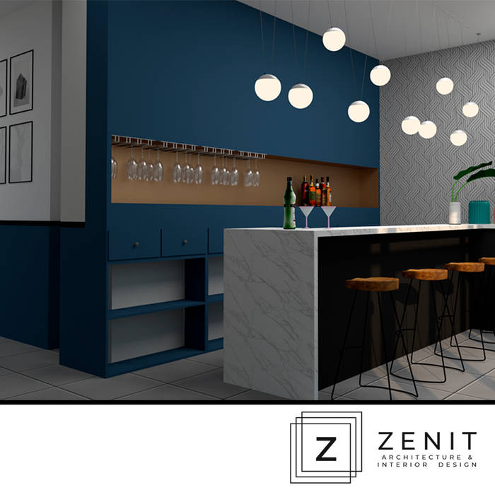 Barra de bar Zenit Estudio Comedores de estilo moderno Mármol