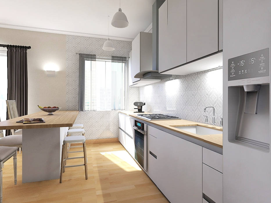 Home Staging Virtuale Living, Planimetrie Realistiche Planimetrie Realistiche مطبخ