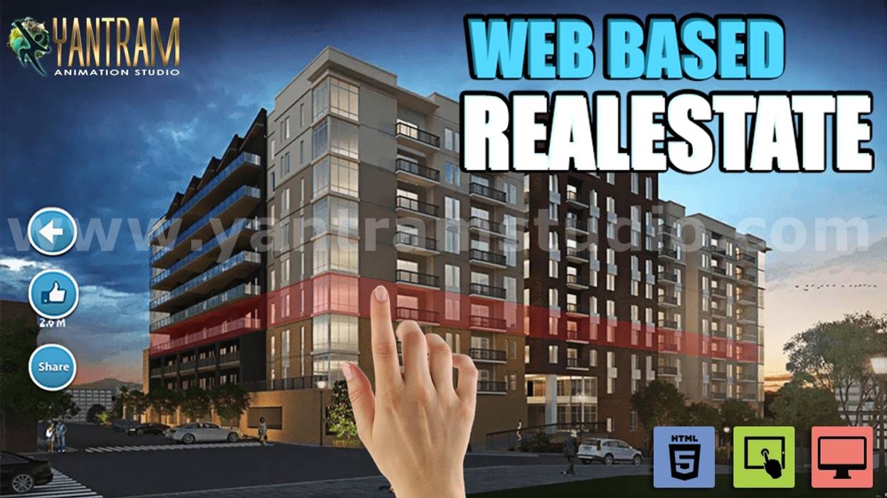 interactive web base real Estate Architettura dello sviluppo VR di 3D Walkthrough Services, Yantram Design Studio di architettura Yantram Design Studio di architettura منازل صغيرة