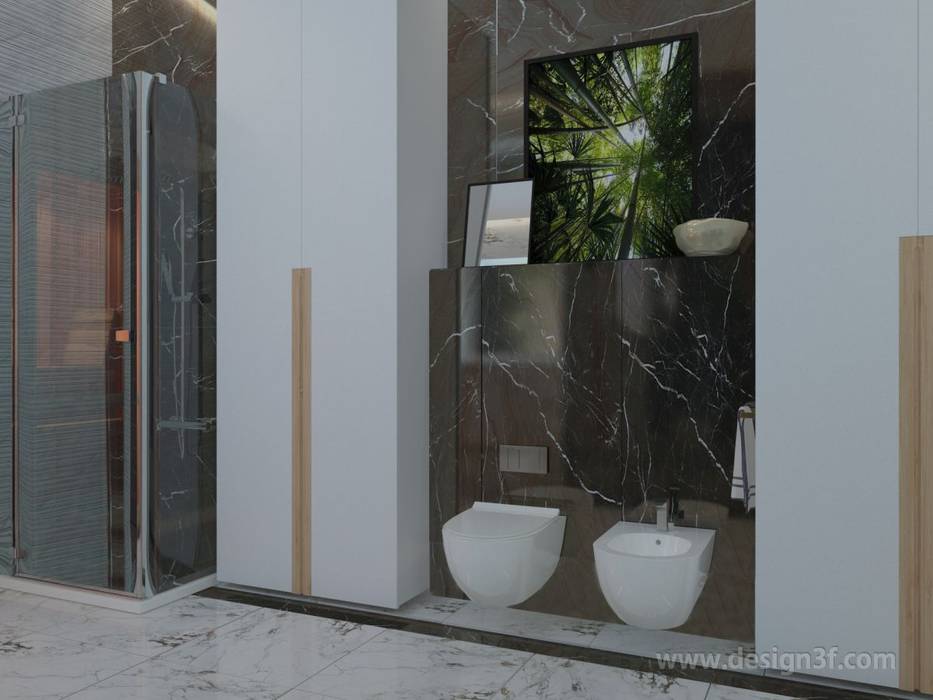 Ванная комната с сауной студия Design3F Ванная комната в стиле минимализм большой санузел
