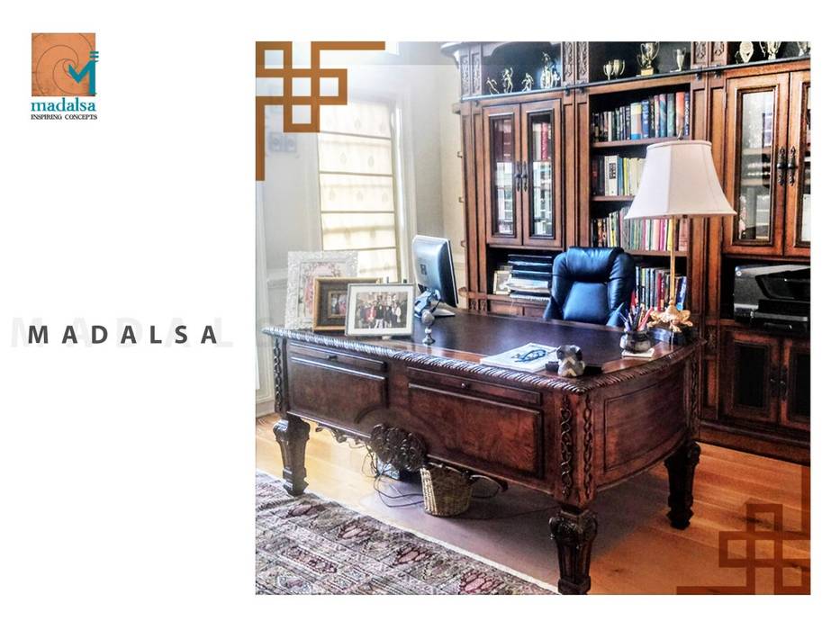Baroque Inspired Living Room, Madalsa Soni Madalsa Soni Escritórios coloniais
