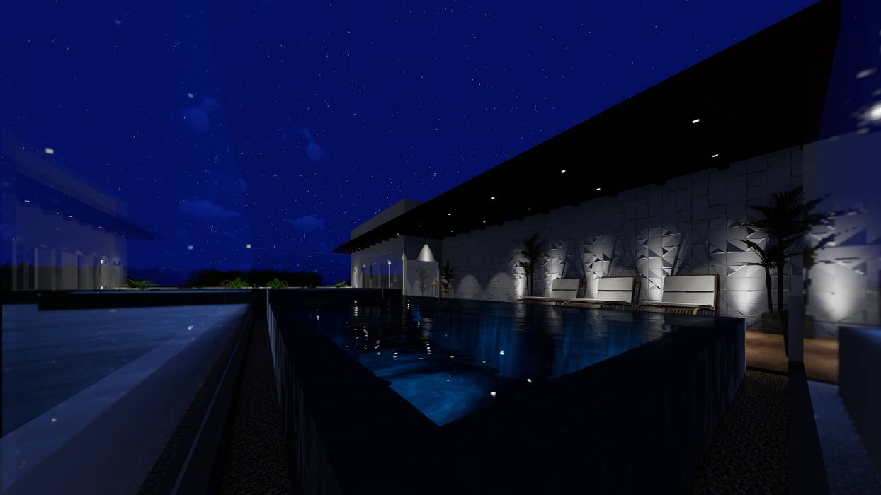 PISCINA BORDA INFINITA , Daiana Pasqualon Arquitetura & Lighting Daiana Pasqualon Arquitetura & Lighting Sonsuzluk havuzu