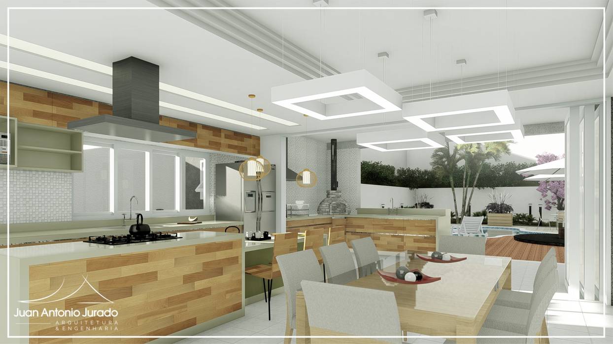 Cozinha integrada ao espaço gourmet Juan Jurado Arquitetura & Engenharia