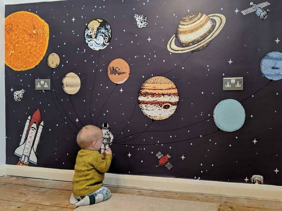 The Planets Bedroom Wa`llpaper Mural Redcliffe Imaging Ltd 작은 침실 bedroom