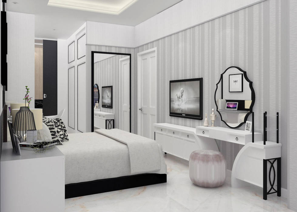 Apartemen Izzara , DSL Studio DSL Studio ห้องนอน สิ่งทอ Amber/Gold ของแต่งห้องนอนและอุปกรณ์จิปาถะ
