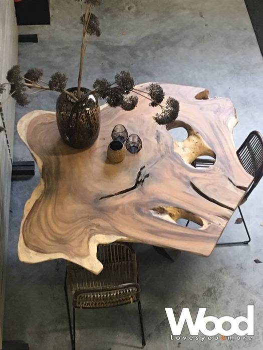 Suarhouten prachtstukken voor dé blikvanger in jouw huis, Woodlovesyou&more Woodlovesyou&more مطبخ خشب Wood effect Tables & chairs